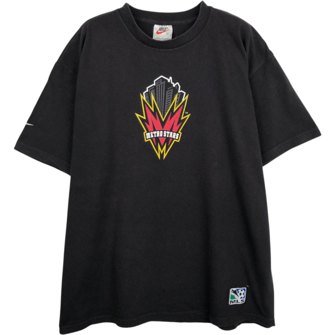 90'S Nike New York MetroStars sports print T-shirt, Made in USA, Men's size L equivalent, Vintage cotton black type Vintage Second Hand