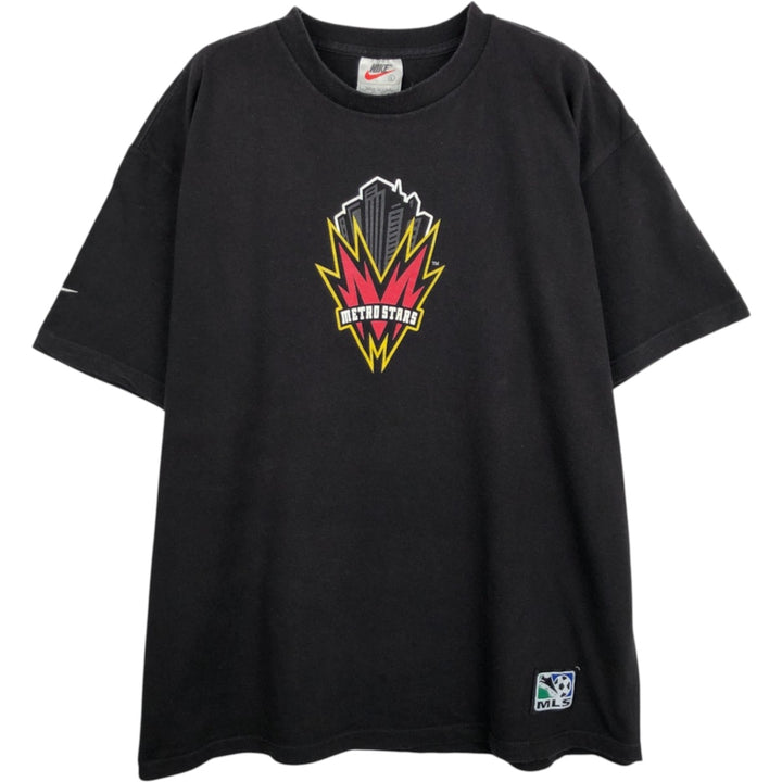 90'S Nike New York MetroStars sports print T-shirt, Made in USA, Men's size L equivalent, Vintage cotton black type Vintage Second Hand