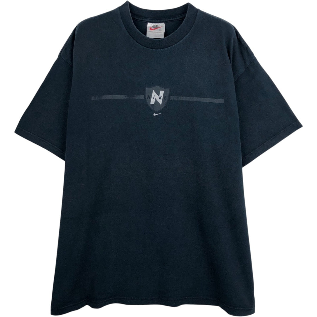 90'S Nike Logo Print T-Shirt, Made in USA, Men's Size L (approx.), Vintage cotton black type Vintage Second Hand