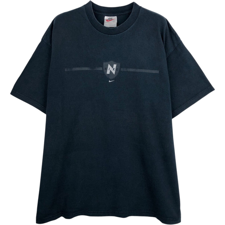 90'S Nike Logo Print T-Shirt, Made in USA, Men's Size L (approx.), Vintage cotton black type Vintage Second Hand