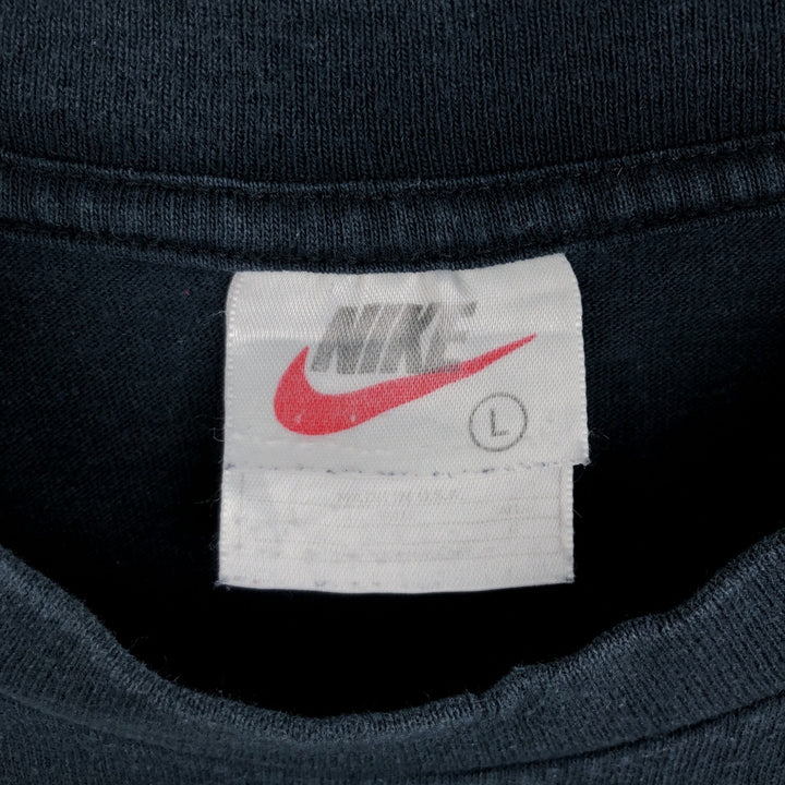 90'S Nike Logo Print T-Shirt, Made in USA, Men's Size L (approx.), Vintage cotton black type Vintage Second Hand