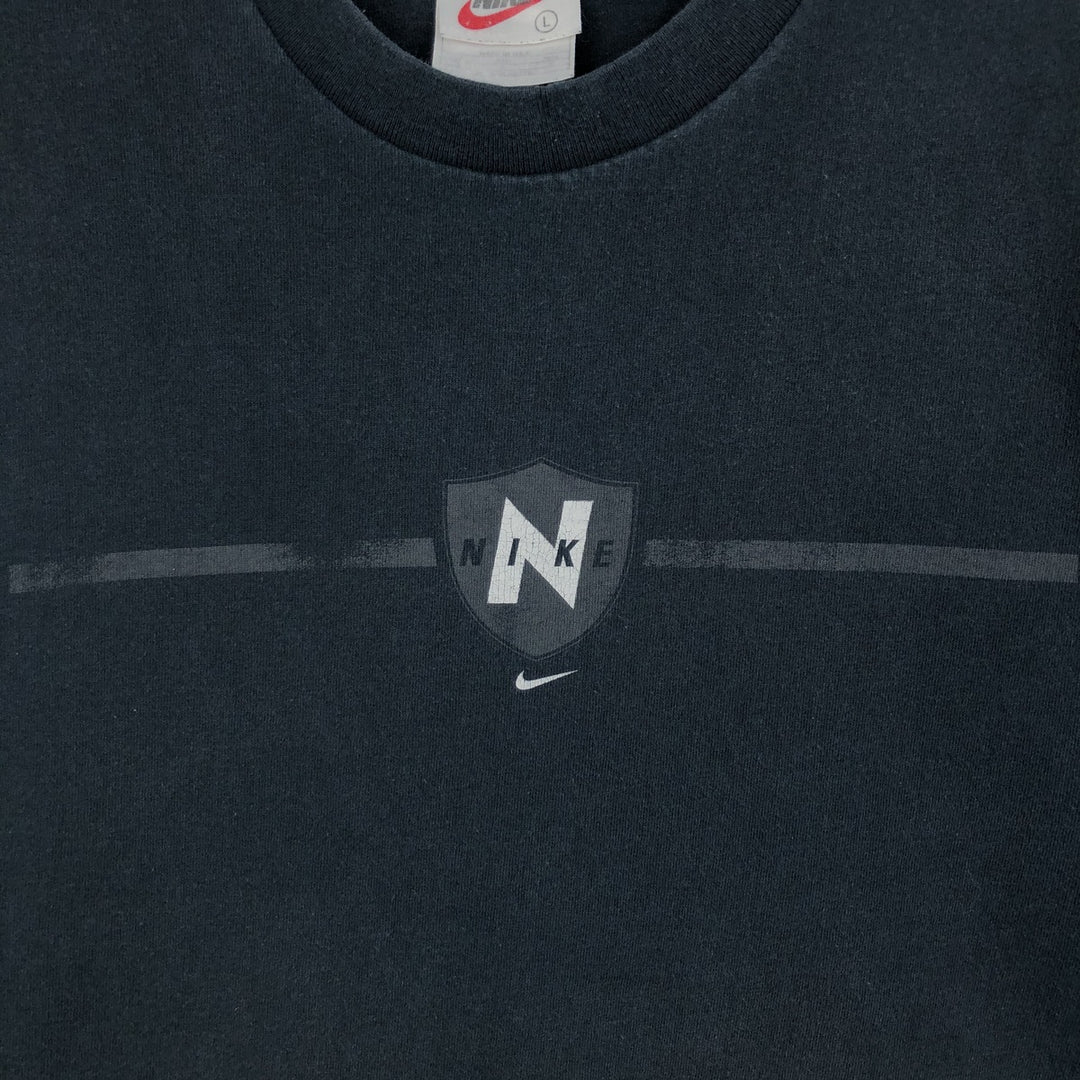 90'S Nike Logo Print T-Shirt, Made in USA, Men's Size L (approx.), Vintage cotton black type Vintage Second Hand