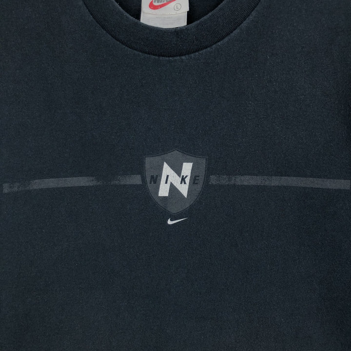 90'S Nike Logo Print T-Shirt, Made in USA, Men's Size L (approx.), Vintage cotton black type Vintage Second Hand