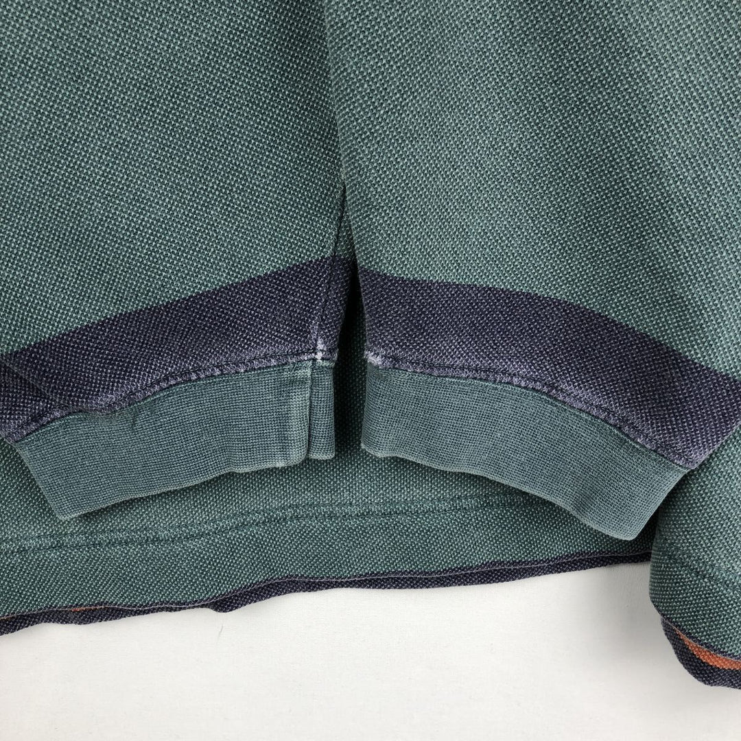 90'S GAP Old Gap Multi-stripe Long-Sleeve Striped Polo Shirt Men's XL (approx.) Vintage cotton Khaki type sage green Vintage Second Hand