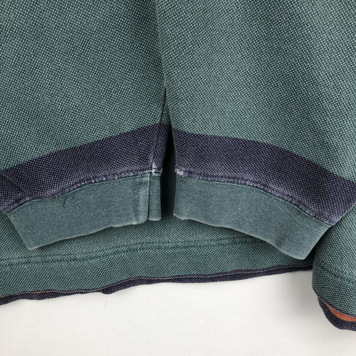 90'S GAP Old Gap Multi-stripe Long-Sleeve Striped Polo Shirt Men's XL (approx.) Vintage cotton Khaki type sage green Vintage Second Hand