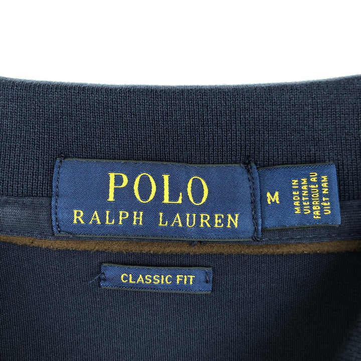 Ralph Lauren POLO RALPH LAUREN CLASSIC FIT long sleeve polo shirt for men, size M cotton navy blue type Vintage Second Hand