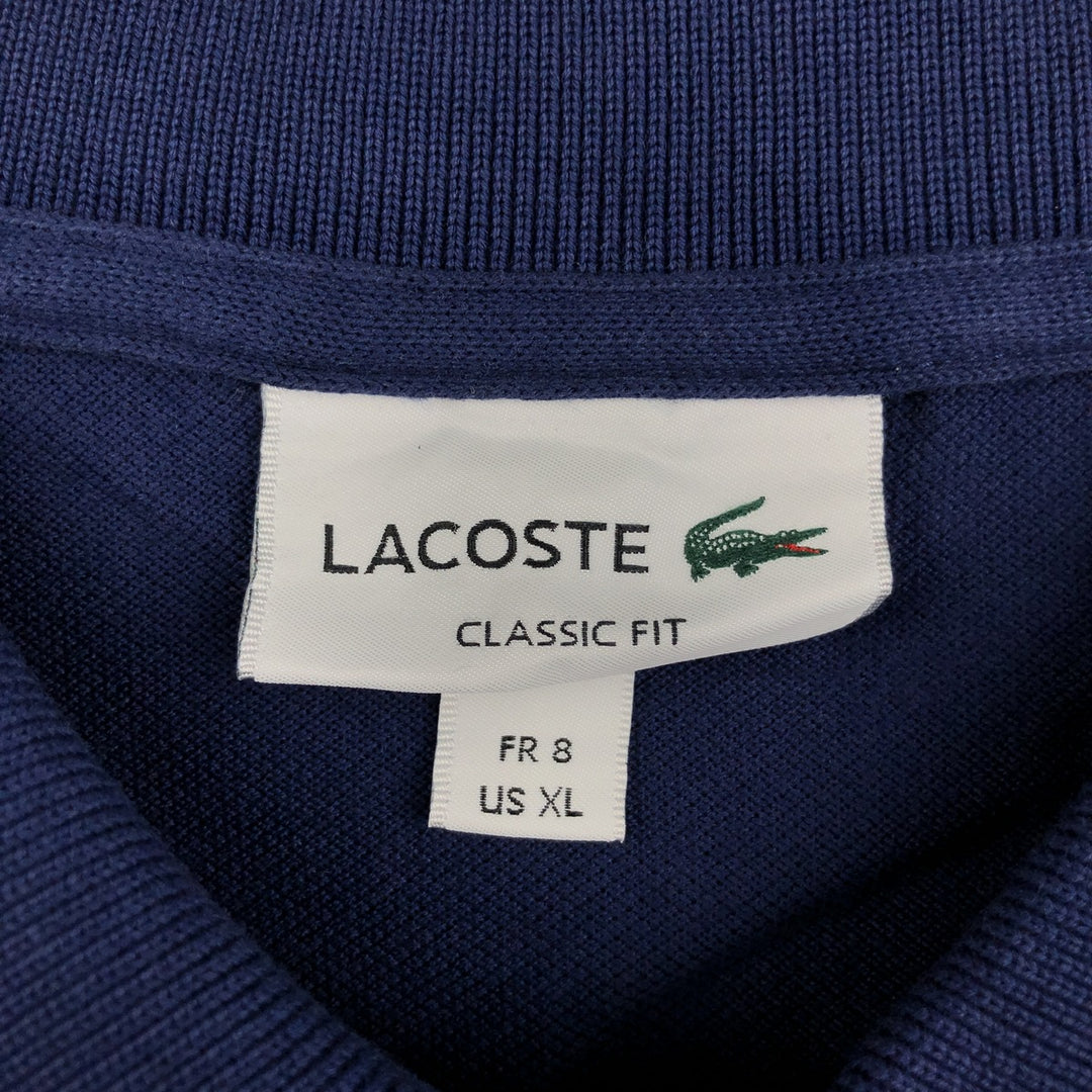 Lacoste Classic Fit Long Sleeve Polo Shirt, Men's Size XL cotton navy blue type Vintage Second Hand