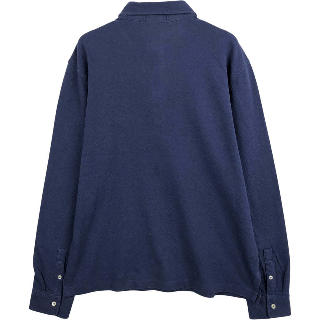 Ralph Lauren POLO RALPH LAUREN long-sleeved polo shirt, men's size L cotton navy blue type Vintage Second Hand