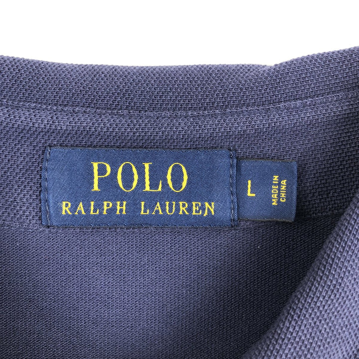 Ralph Lauren POLO RALPH LAUREN long-sleeved polo shirt, men's size L cotton navy blue type Vintage Second Hand