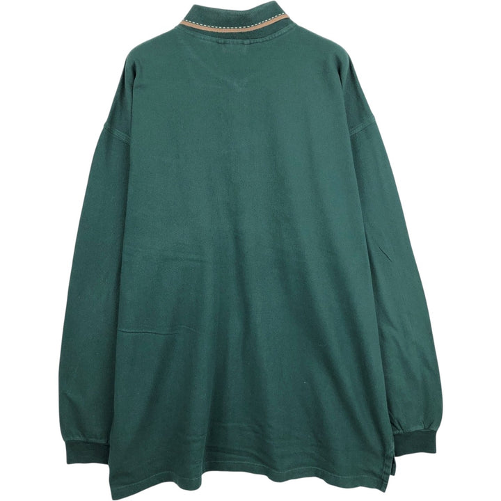 90'S Nike Herringbone Long-Sleeve Polo Shirt, Men's Size XL (Equivalent), Vintage cotton green type Vintage Second Hand