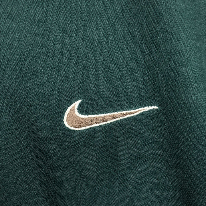 90'S Nike Herringbone Long-Sleeve Polo Shirt, Men's Size XL (Equivalent), Vintage cotton green type Vintage Second Hand