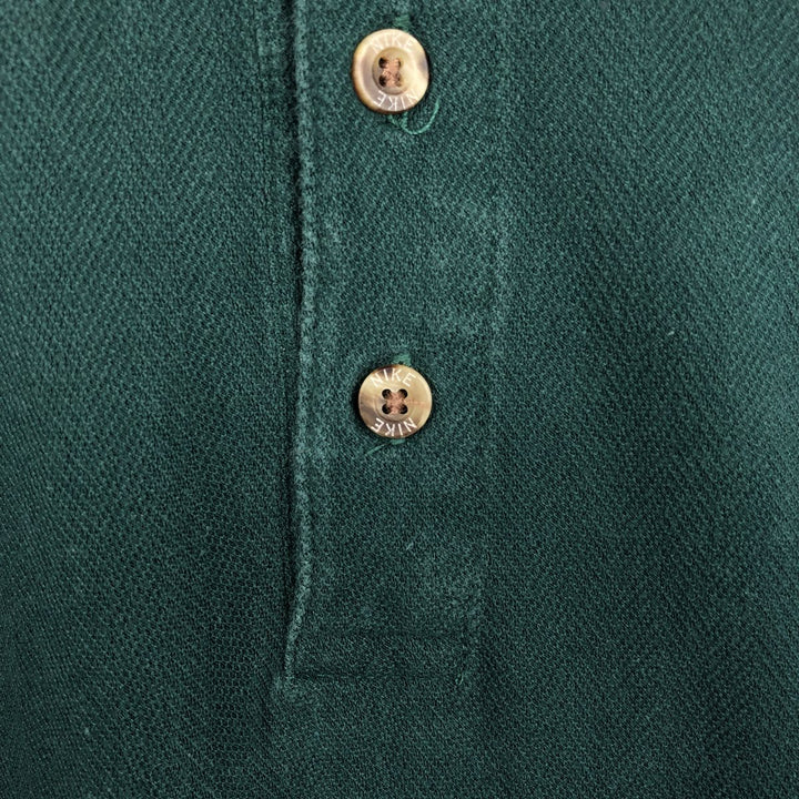 90'S Nike Herringbone Long-Sleeve Polo Shirt, Men's Size XL (Equivalent), Vintage cotton green type Vintage Second Hand
