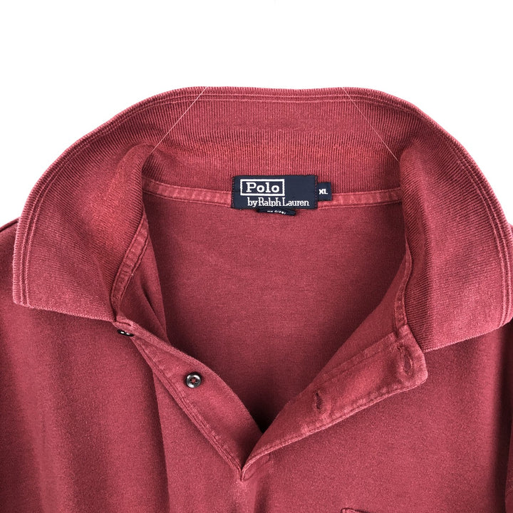 Ralph Lauren POLO by Ralph Lauren long sleeve polo shirt, men's XL size cotton Red type red-purple Vintage Second Hand