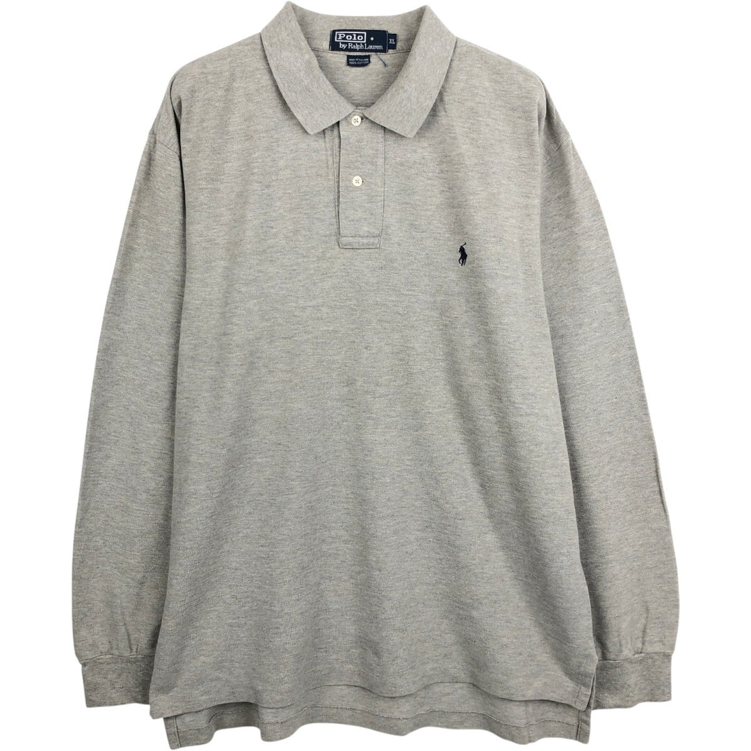 Ralph Lauren POLO by Ralph Lauren long sleeve polo shirt, men's XL size cotton gray type Vintage Second Hand