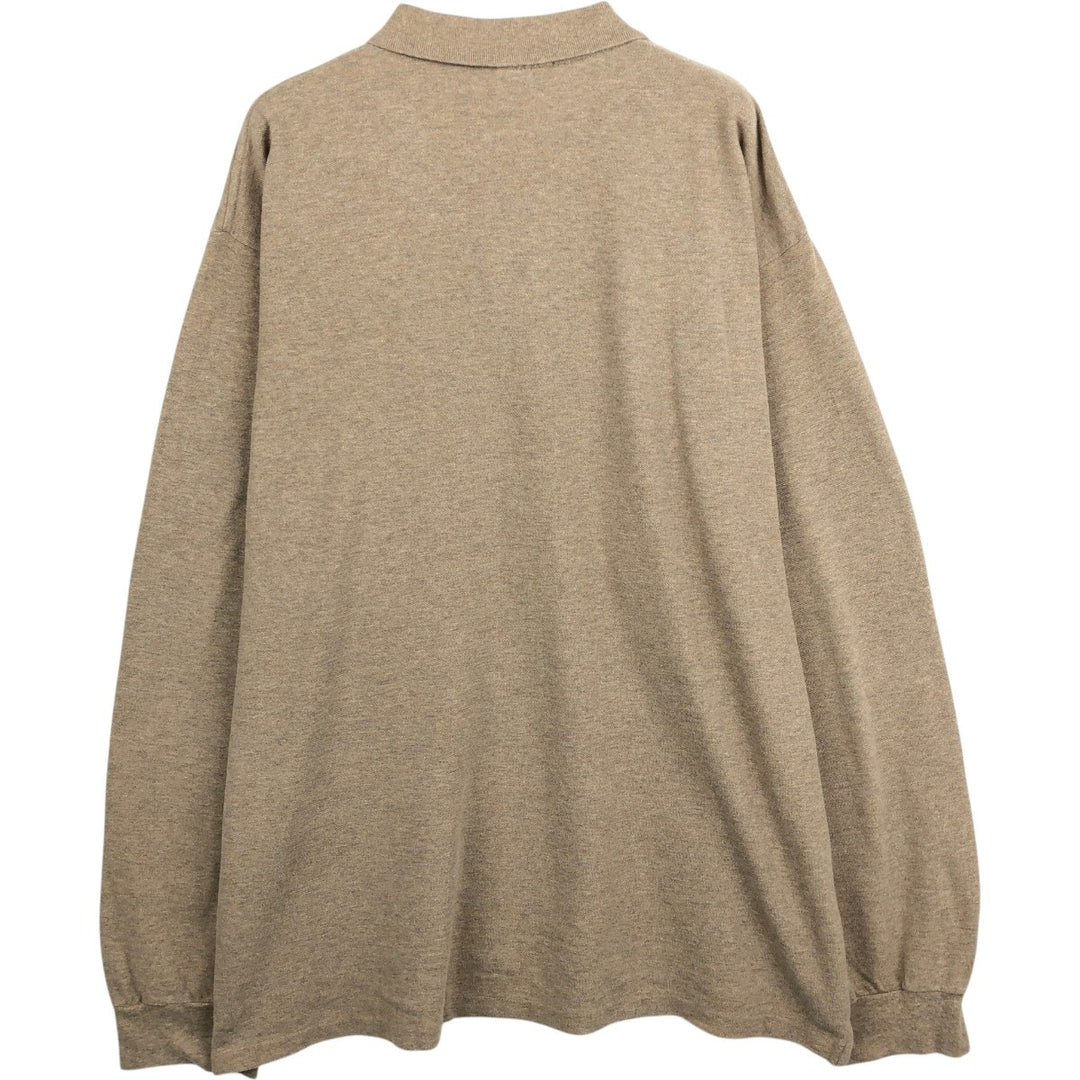Ralph Lauren POLO by Ralph Lauren long sleeve polo shirt, men's size XXL cotton beige type brown Vintage Second Hand