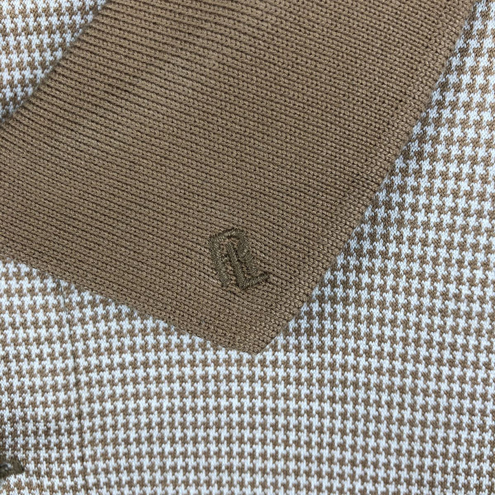 Ralph Lauren POLO GOLF Houndstooth Pattern Long-Sleeve Check Polo Shirt, Men's Size L (approx.) cotton beige type brown Vintage Second Hand