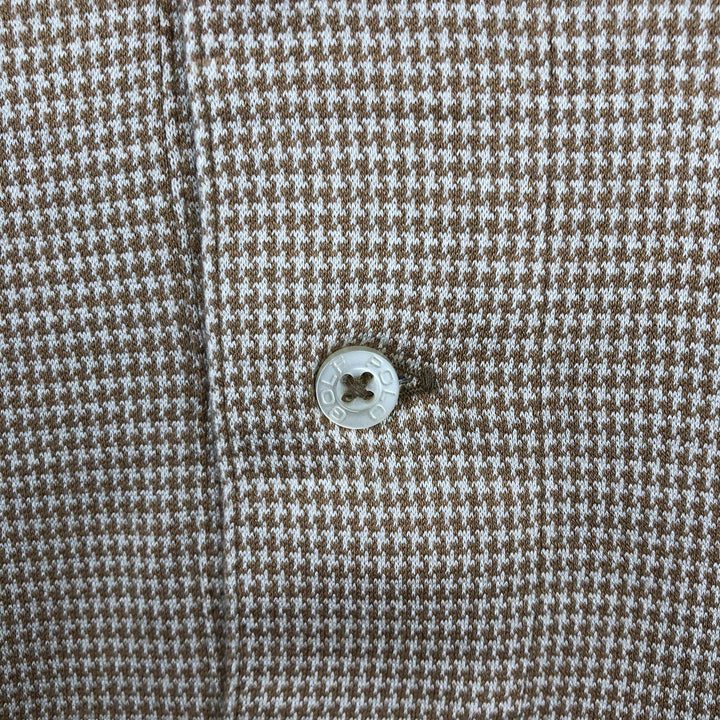 Ralph Lauren POLO GOLF Houndstooth Pattern Long-Sleeve Check Polo Shirt, Men's Size L (approx.) cotton beige type brown Vintage Second Hand