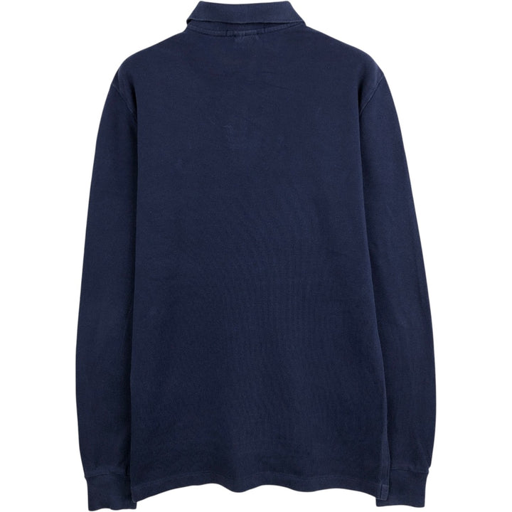 Ralph Lauren POLO by Ralph Lauren CUSTOM FIT Long-Sleeve Polo Shirt, Men's Size S (approx.) cotton navy blue type Vintage Second Hand