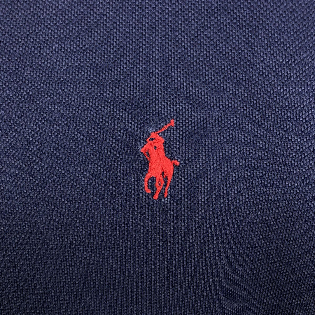 Ralph Lauren POLO by Ralph Lauren CUSTOM FIT Long-Sleeve Polo Shirt, Men's Size S (approx.) cotton navy blue type Vintage Second Hand
