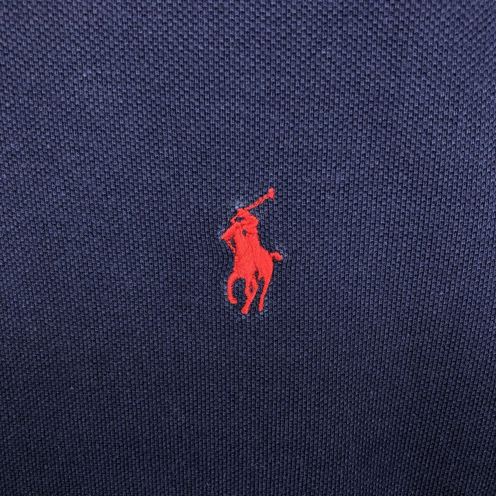 Ralph Lauren POLO by Ralph Lauren CUSTOM FIT Long-Sleeve Polo Shirt, Men's Size S (approx.) cotton navy blue type Vintage Second Hand