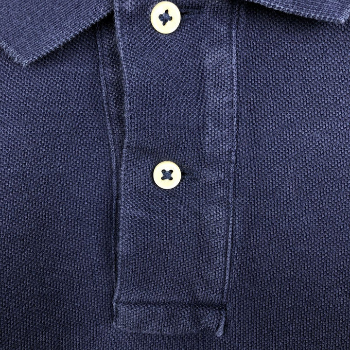 Ralph Lauren POLO by Ralph Lauren CUSTOM FIT Long-Sleeve Polo Shirt, Men's Size S (approx.) cotton navy blue type Vintage Second Hand