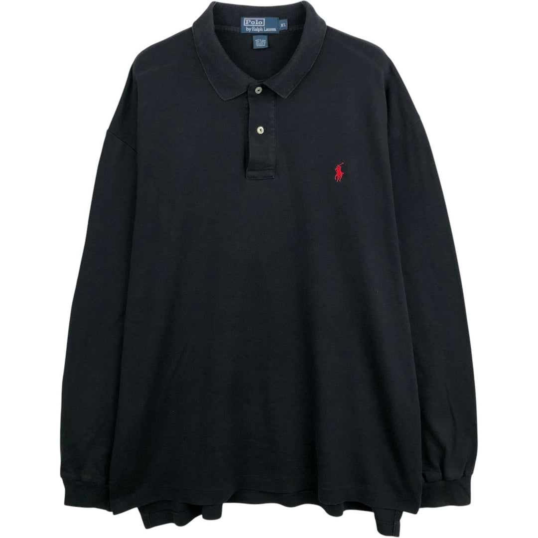 Ralph Lauren POLO by Ralph Lauren long sleeve polo shirt, men's XL size cotton black type Vintage Second Hand