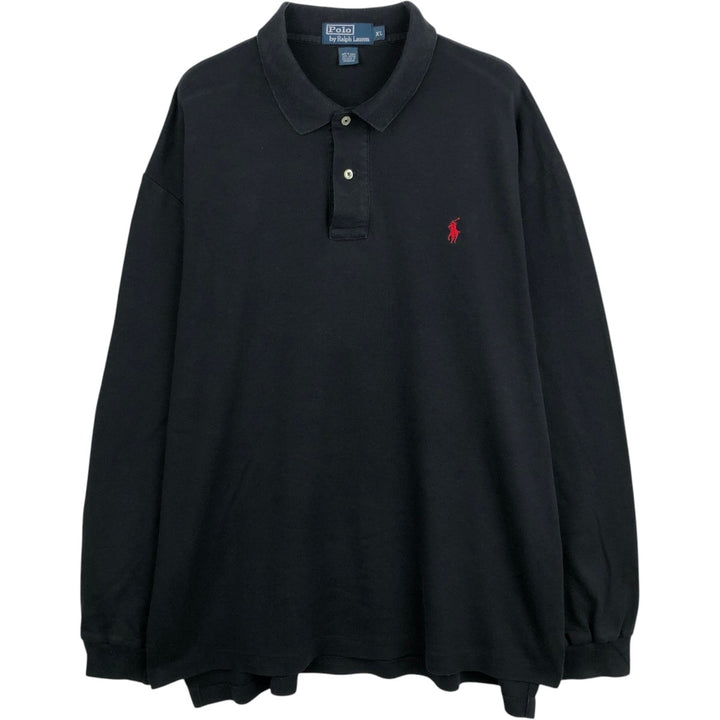 Ralph Lauren POLO by Ralph Lauren long sleeve polo shirt, men's XL size cotton black type Vintage Second Hand