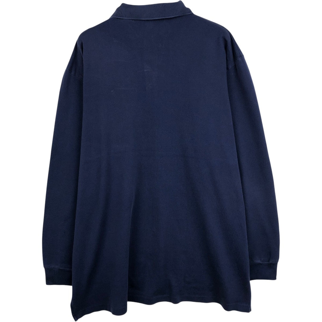 Ralph Lauren POLO GOLF long-sleeved polo shirt, men's size XL Pima Cotton navy blue type Vintage Second Hand