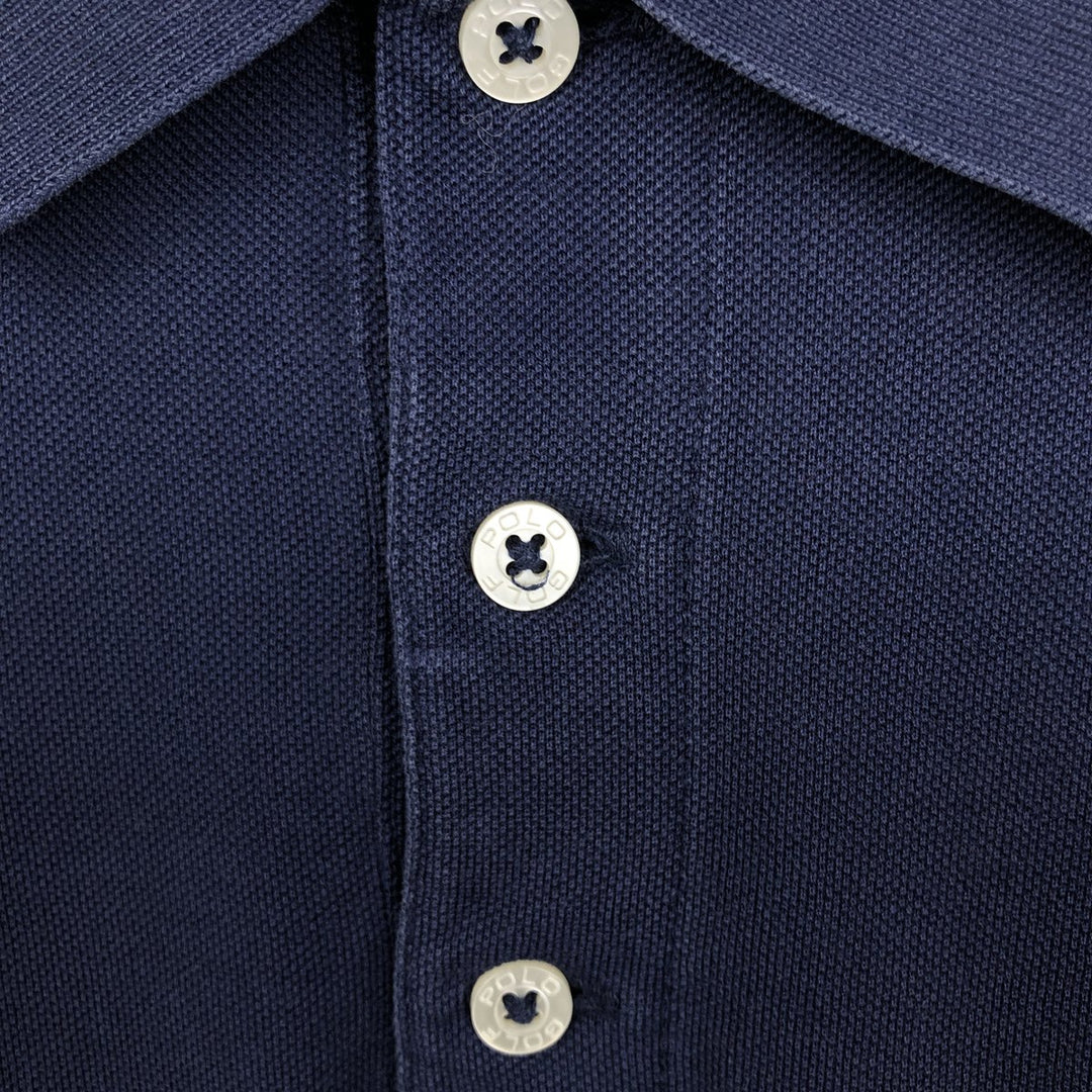 Ralph Lauren POLO GOLF long-sleeved polo shirt, men's size XL Pima Cotton navy blue type Vintage Second Hand
