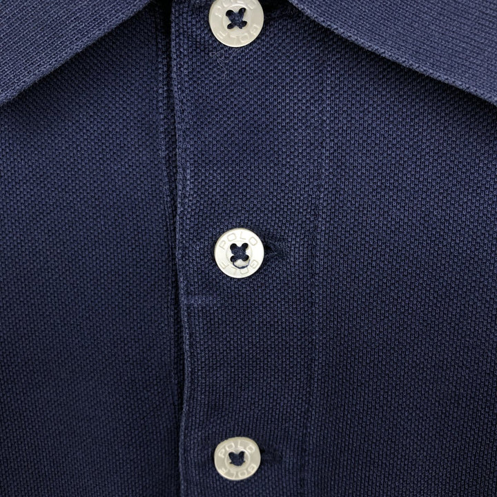 Ralph Lauren POLO GOLF long-sleeved polo shirt, men's size XL Pima Cotton navy blue type Vintage Second Hand