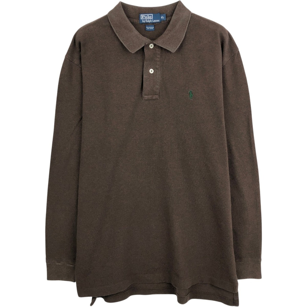 Ralph Lauren POLO by Ralph Lauren long sleeve polo shirt, men's XL size cotton brown type Vintage Second Hand