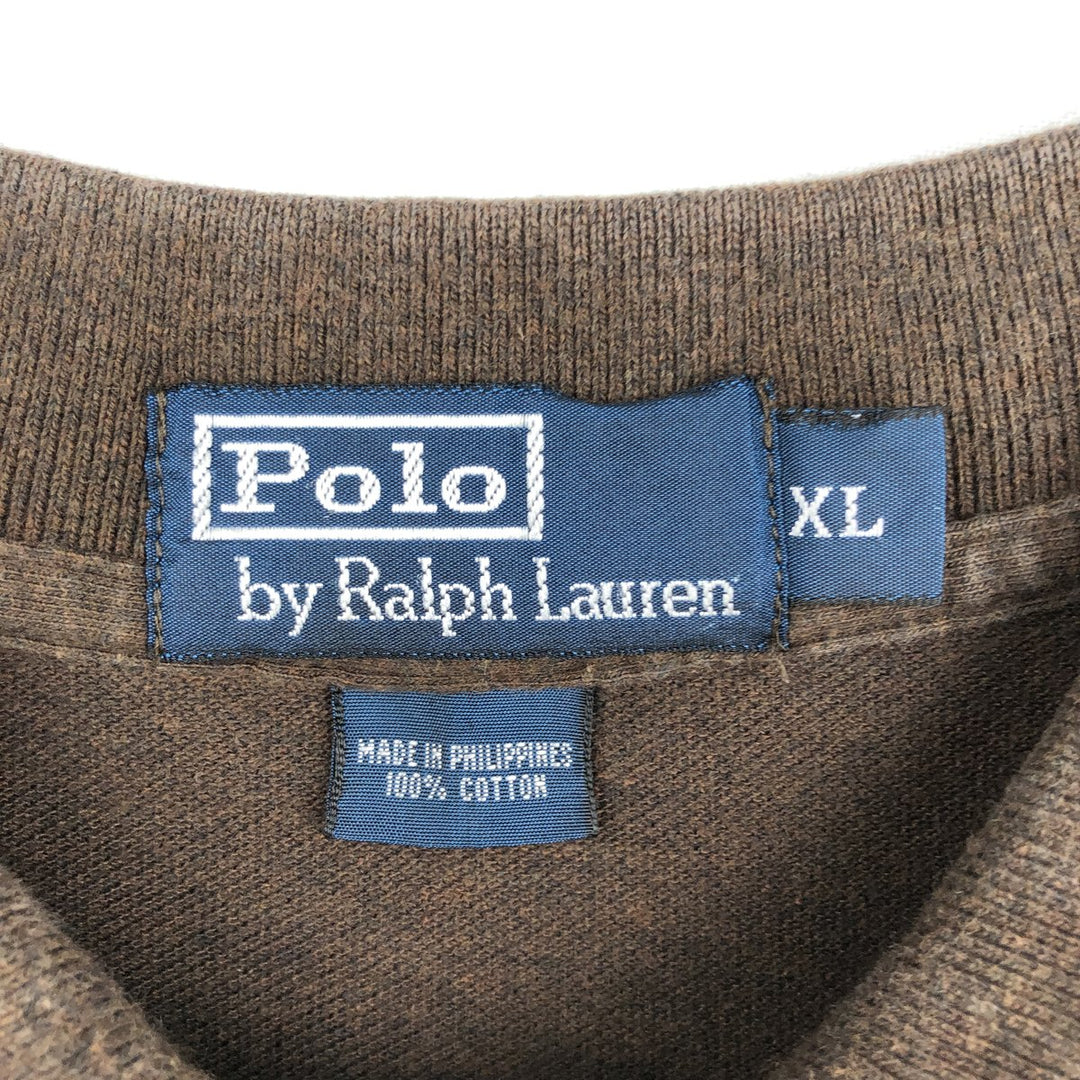 Ralph Lauren POLO by Ralph Lauren long sleeve polo shirt, men's XL size cotton brown type Vintage Second Hand