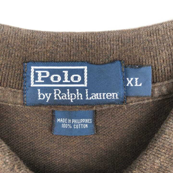 Ralph Lauren POLO by Ralph Lauren long sleeve polo shirt, men's XL size cotton brown type Vintage Second Hand