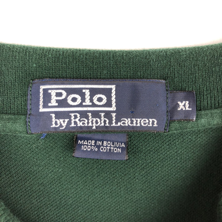 Ralph Lauren POLO by Ralph Lauren long sleeve polo shirt, men's XL size cotton Green type dark green Vintage Second Hand