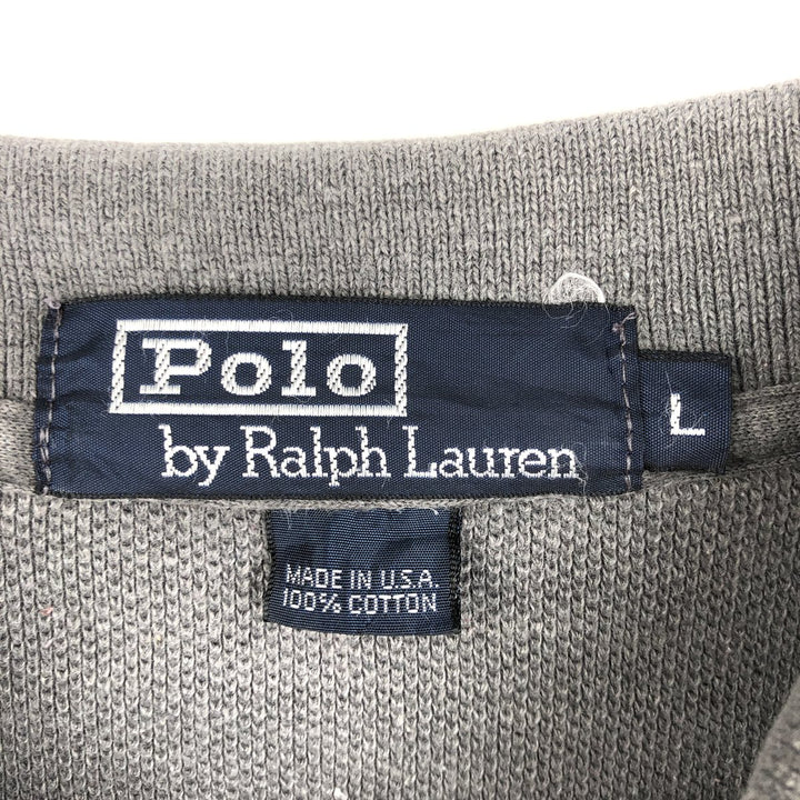 Ralph Lauren POLO by Ralph Lauren long sleeve polo shirt made in USA, men's size L cotton Charcoal Vintage Second Hand