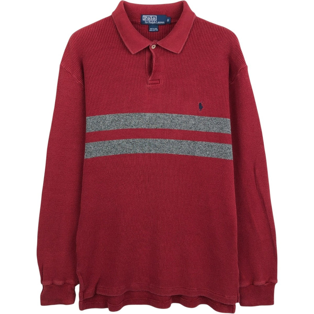 Ralph Lauren POLO by Ralph Lauren long sleeve polo shirt, men's size S cotton red type Vintage Second Hand