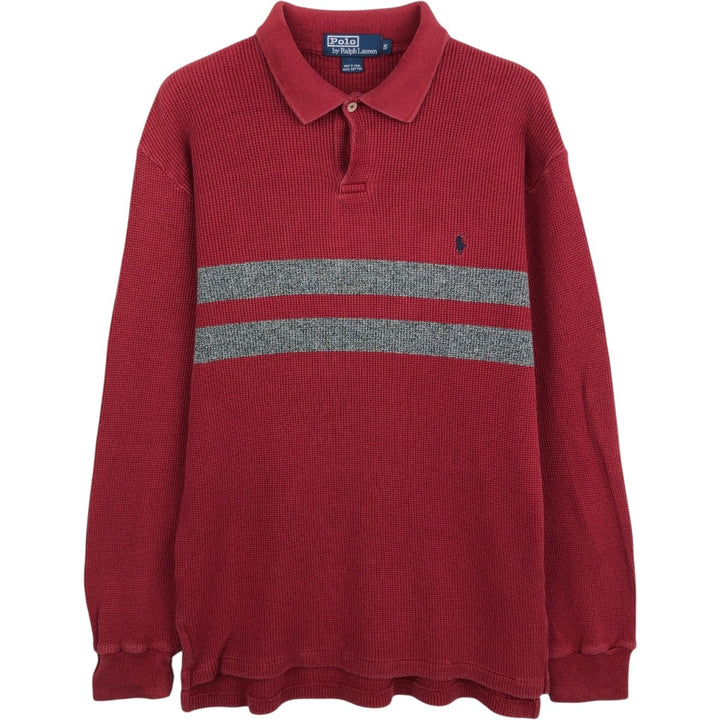 Ralph Lauren POLO by Ralph Lauren long sleeve polo shirt, men's size S cotton red type Vintage Second Hand