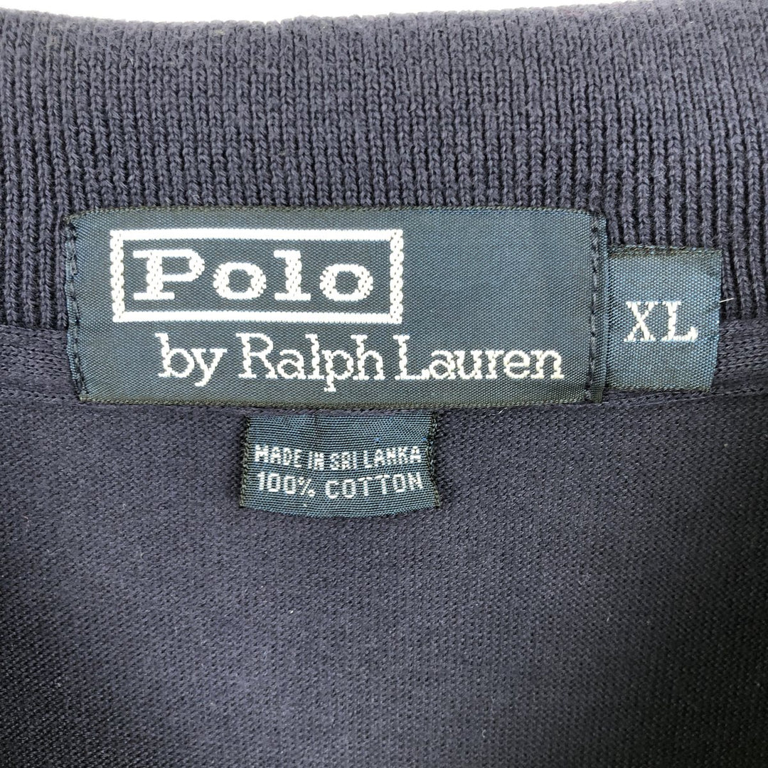 Ralph Lauren POLO by Ralph Lauren long sleeve polo shirt, men's XL size cotton navy blue type Vintage Second Hand