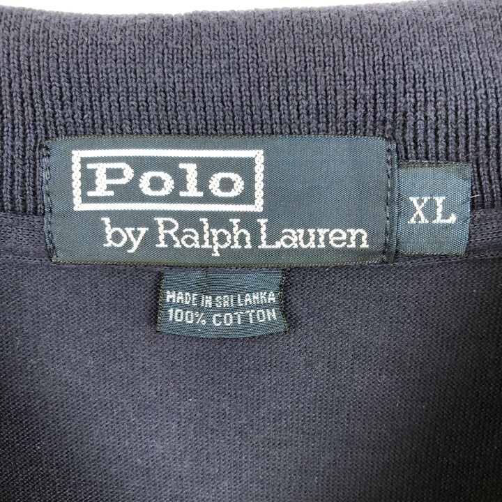 Ralph Lauren POLO by Ralph Lauren long sleeve polo shirt, men's XL size cotton navy blue type Vintage Second Hand