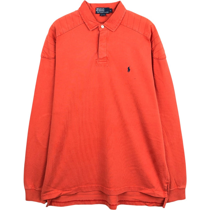 Ralph Lauren POLO by Ralph Lauren long sleeve rugby shirt, men's size L cotton orange type Vintage Second Hand