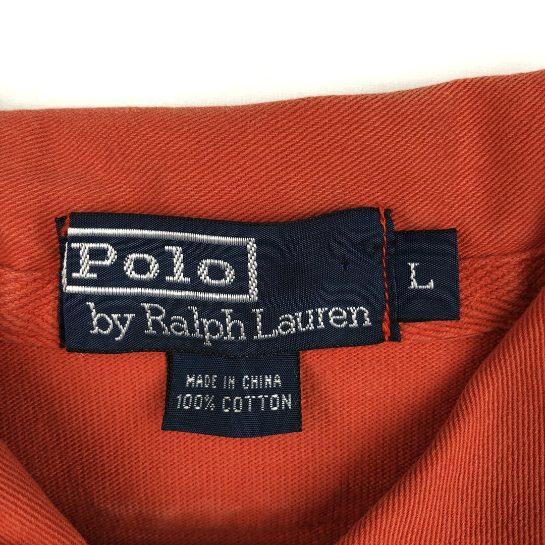 Ralph Lauren POLO by Ralph Lauren long sleeve rugby shirt, men's size L cotton orange type Vintage Second Hand