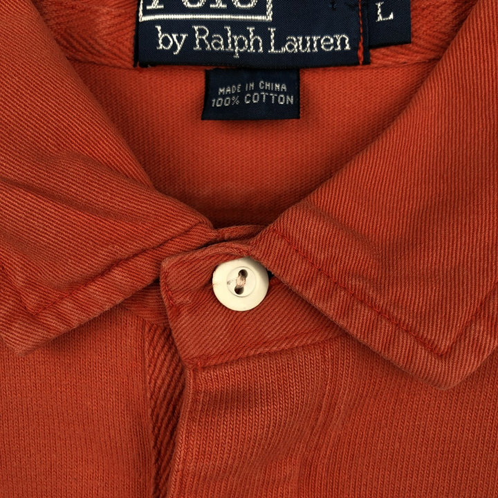 Ralph Lauren POLO by Ralph Lauren long sleeve rugby shirt, men's size L cotton orange type Vintage Second Hand