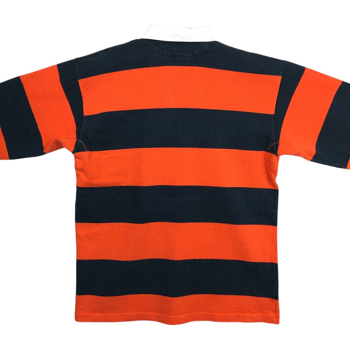 BARBARIAN Border Pattern Long Sleeve Rugby Shirt, Made in Canada, Men's XL cotton orange type Vintage Second Hand