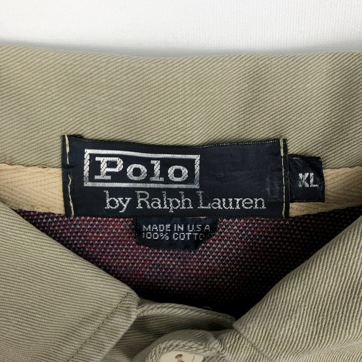 Ralph Lauren POLO by Ralph Lauren Check Pattern Long-Sleeve Rugby Shirt, Made in USA, Men's Size XL (approx.) cotton blue type Vintage Second Hand