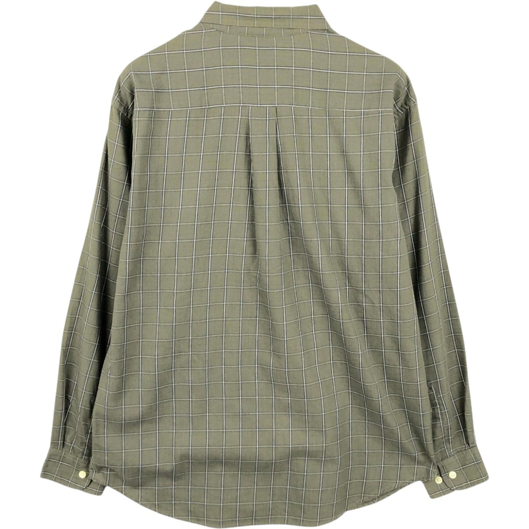 Dockers Long Sleeve Button-Down Check Shirt, Men's Size Medium cotton green type Vintage Second Hand