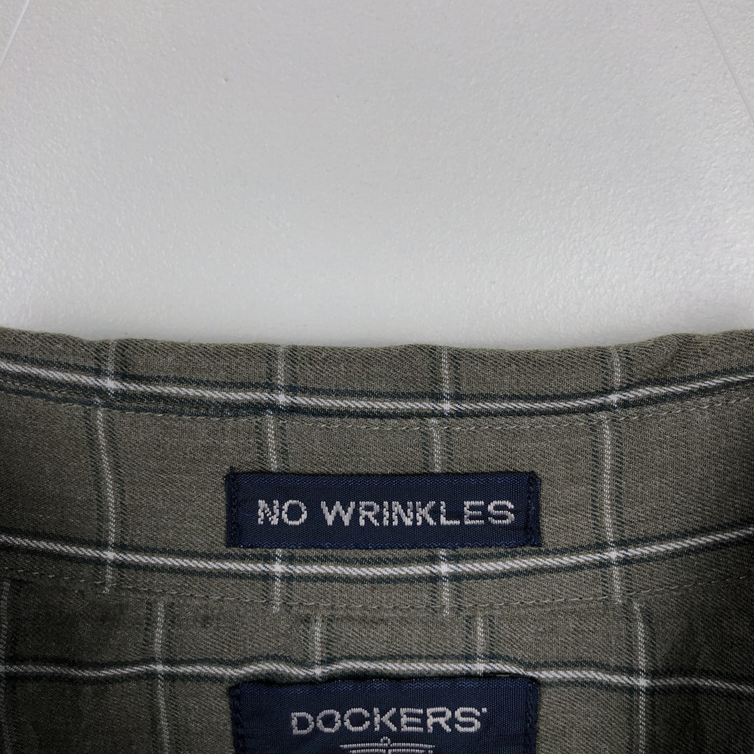 Dockers Long Sleeve Button-Down Check Shirt, Men's Size Medium cotton green type Vintage Second Hand