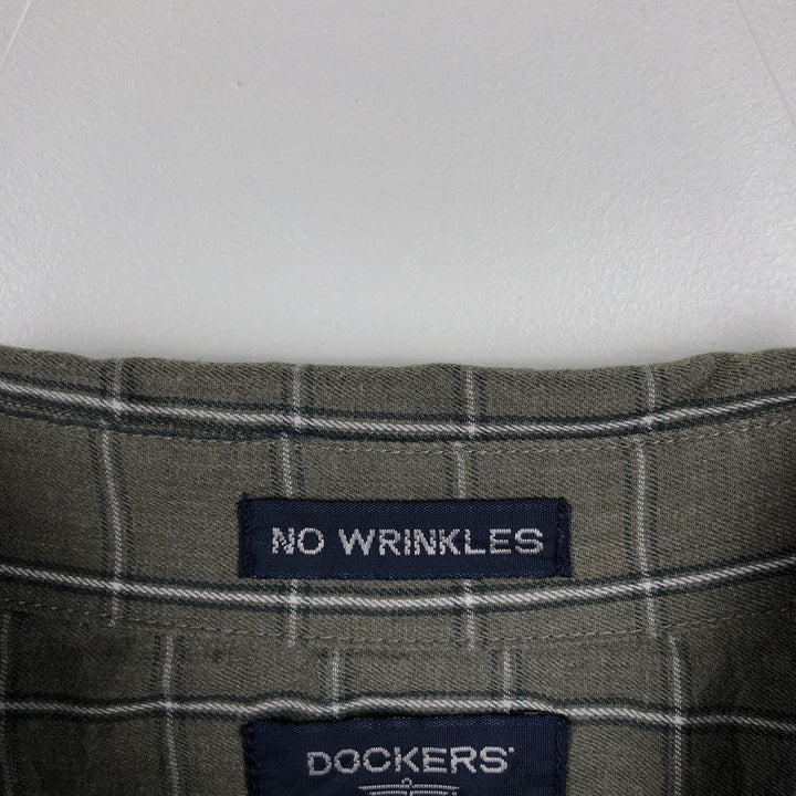 Dockers Long Sleeve Button-Down Check Shirt, Men's Size Medium cotton green type Vintage Second Hand