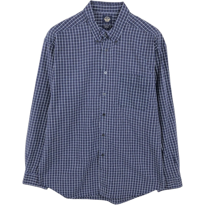 Dockers Long Sleeve Button-Down Check Shirt, Men's Size L cotton blue type Vintage Second Hand