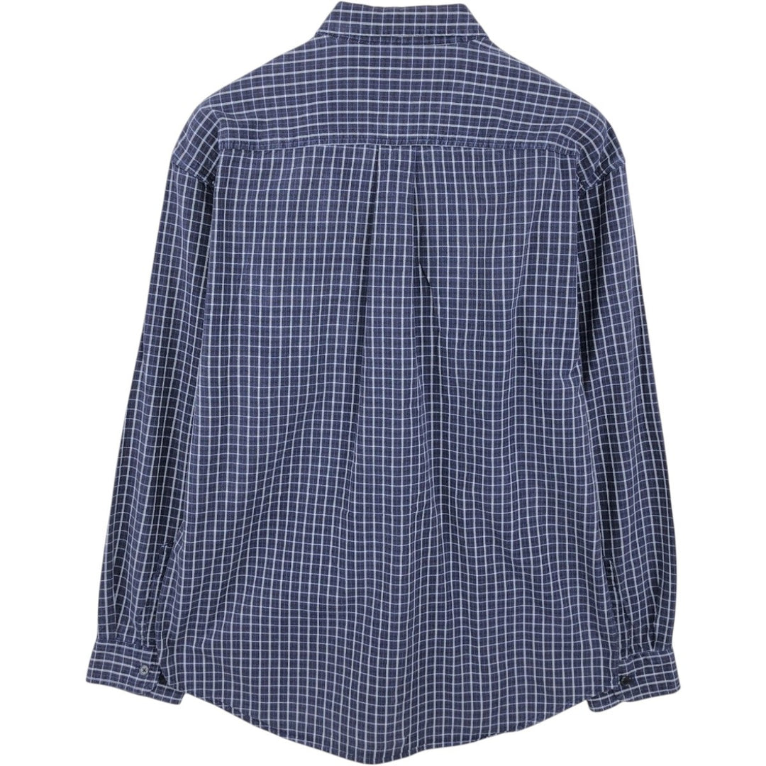 Dockers Long Sleeve Button-Down Check Shirt, Men's Size L cotton blue type Vintage Second Hand
