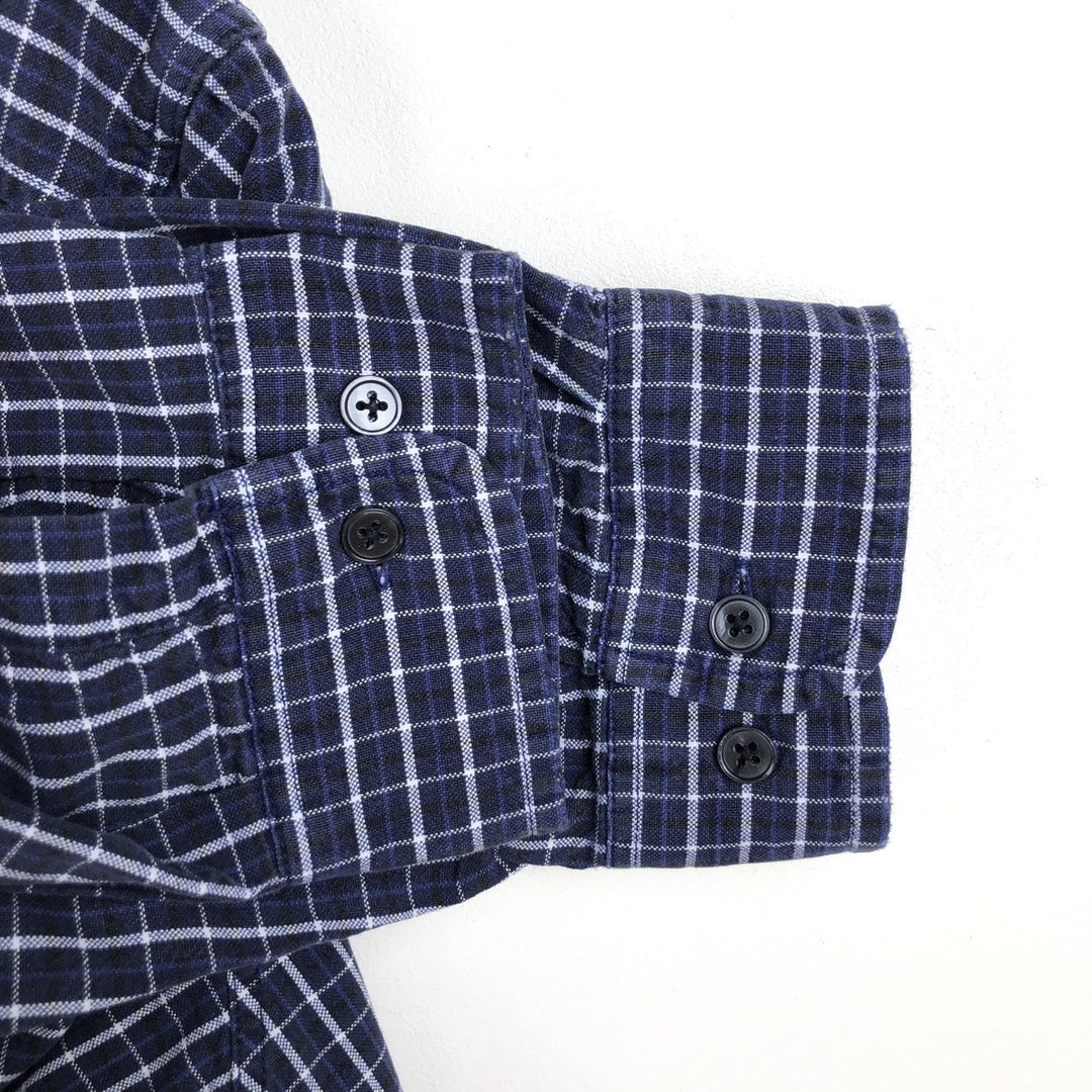 Dockers Long Sleeve Button-Down Check Shirt, Men's Size L cotton blue type Vintage Second Hand